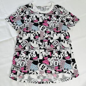 Disney Minnie Mouse Low High Tee T’Shirt White Pink Black Cartoon Sz XS 0726